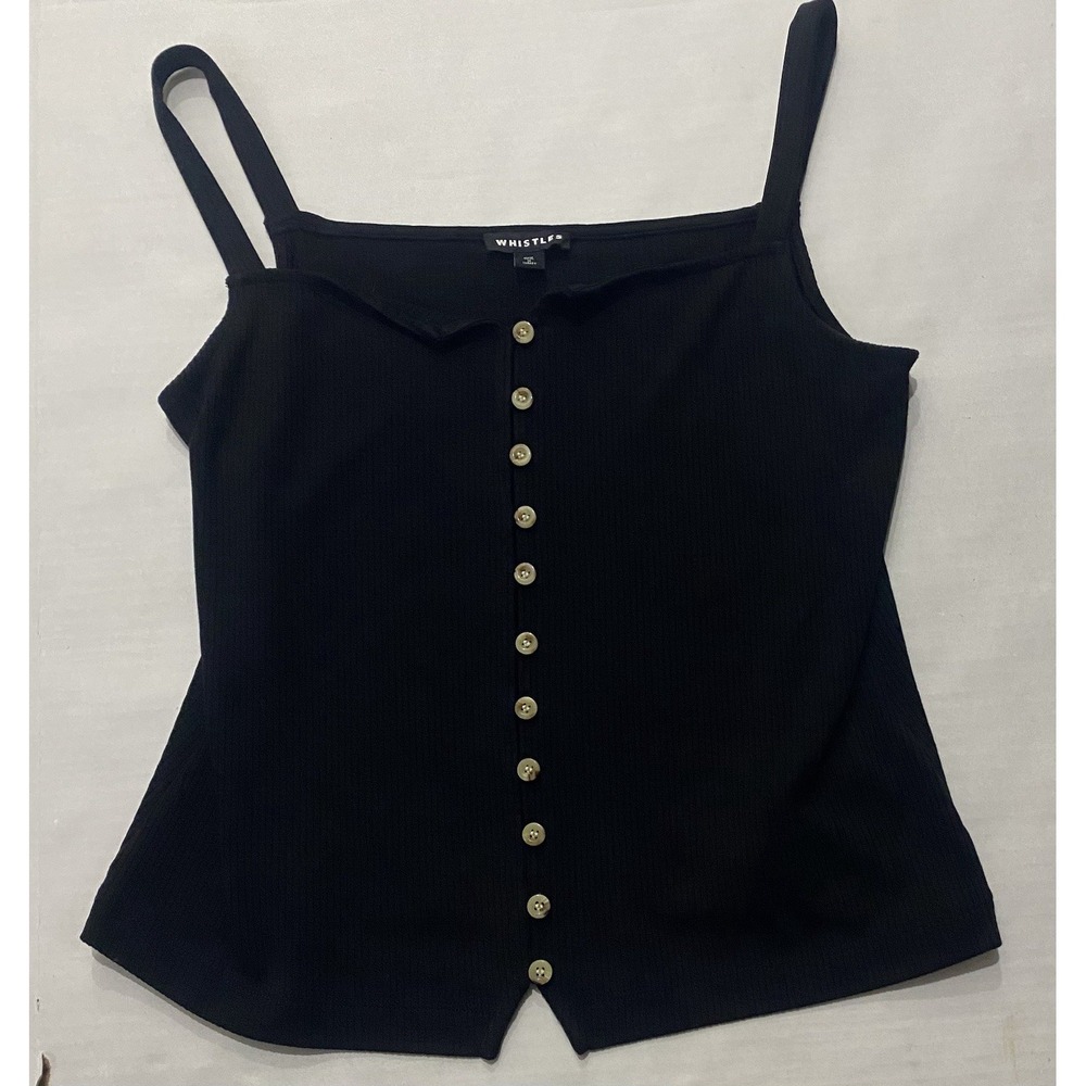 Whistles Black Strappy Button Through Vest Style Shirt. Medium